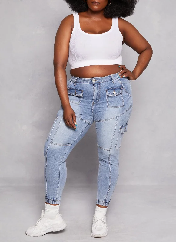 Plus Size VIP Cargo Denim Joggers