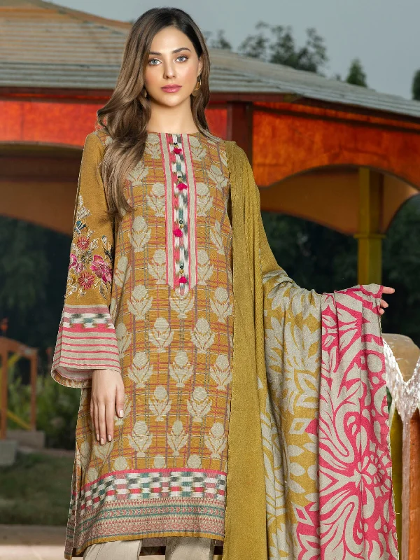 3-Piece Embroidered Slub Khaddar Suit