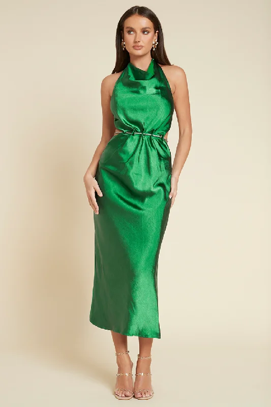 AIDA SLIP DRESS - EMERALD