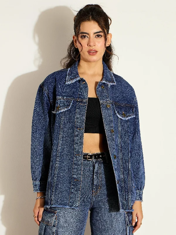 Women Blue Blast Denim Shacket