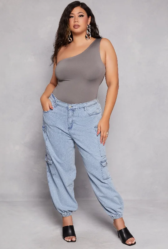 Plus Size Almost Famous Denim Cargo Joggers