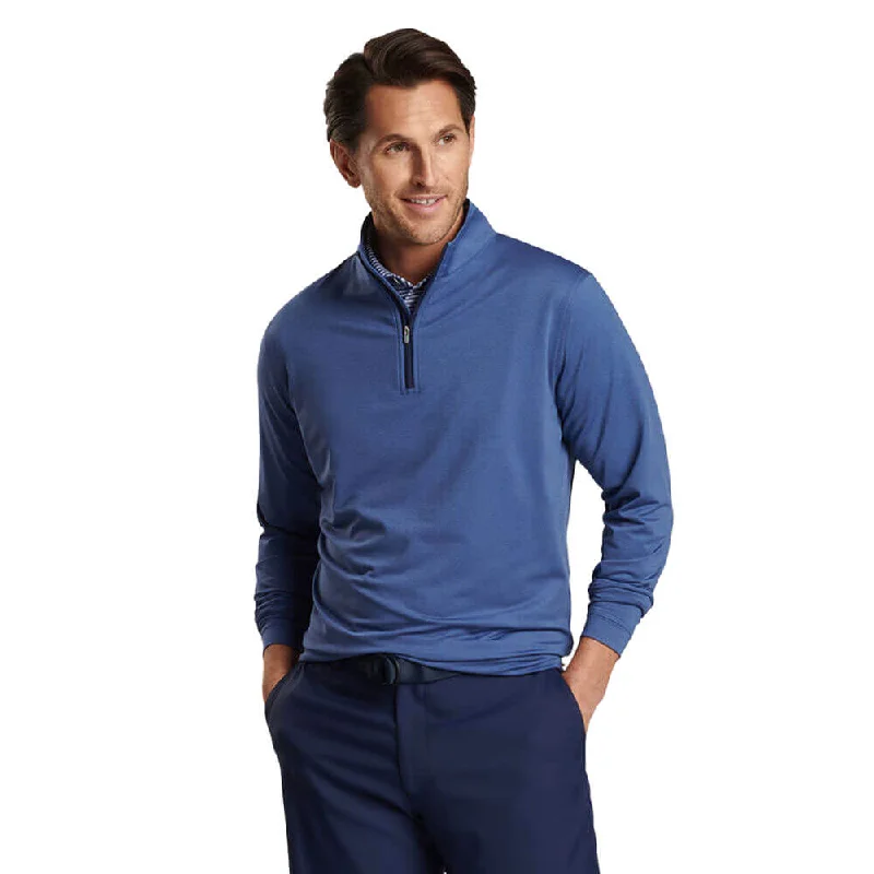 Peter Millar Men's Perth Mélange Performance 1/4 Zip Pullover Sweater - Sport Navy