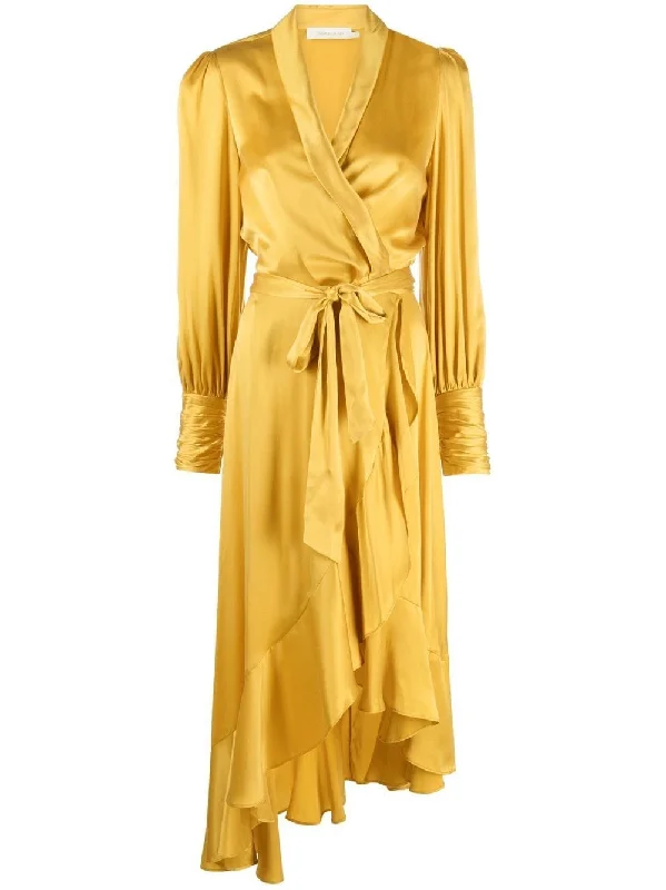 Silk Midi Wrap Dress