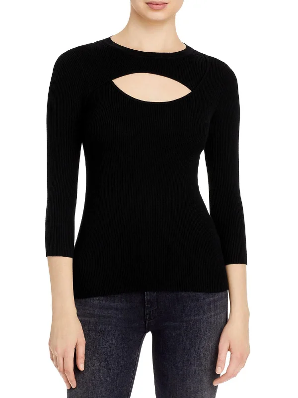 Womens Cut Out Crewneck Pullover Top