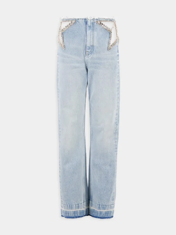 Star Cut-Out Denim Trousers