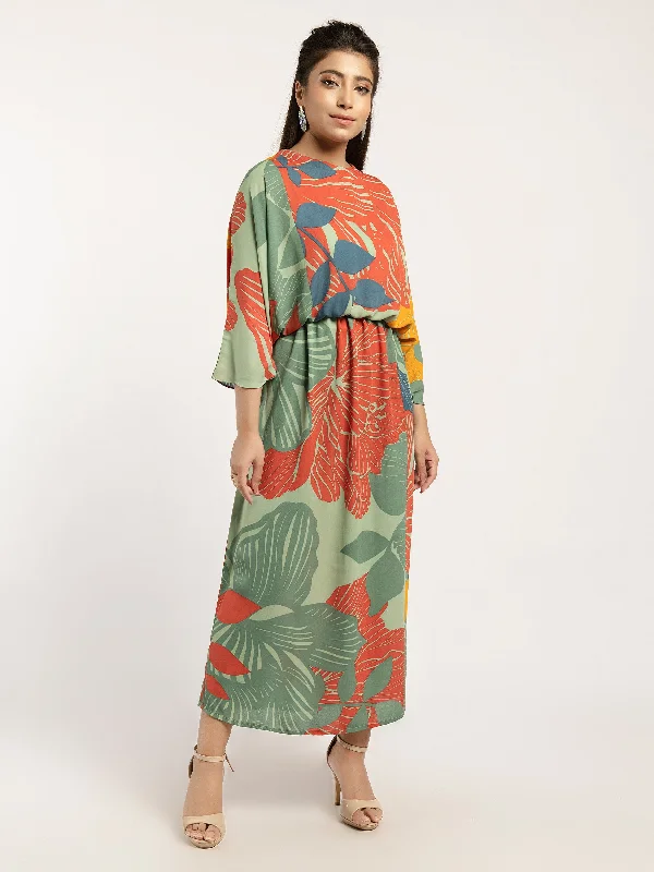 Printed Grip Long Dress