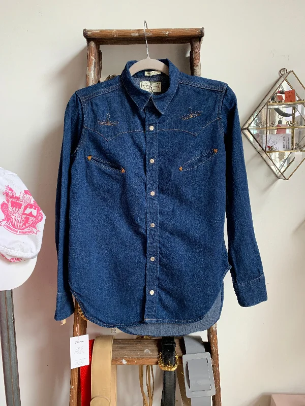 1970s Ralph Lauren Dead Stock Denim Western Button-up