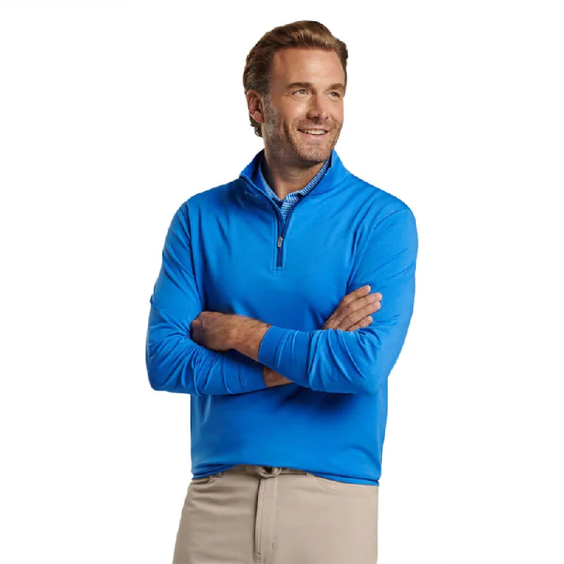 Peter Millar Perth Mélange Performance 1/4 Zip Pullover Sweater - Mako Blue