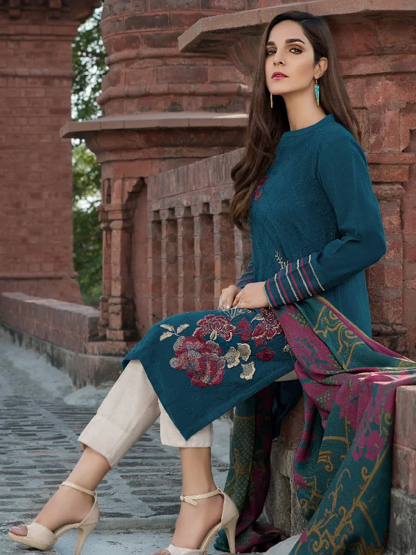 2-Piece Embroidered Slub Khaddar Suit