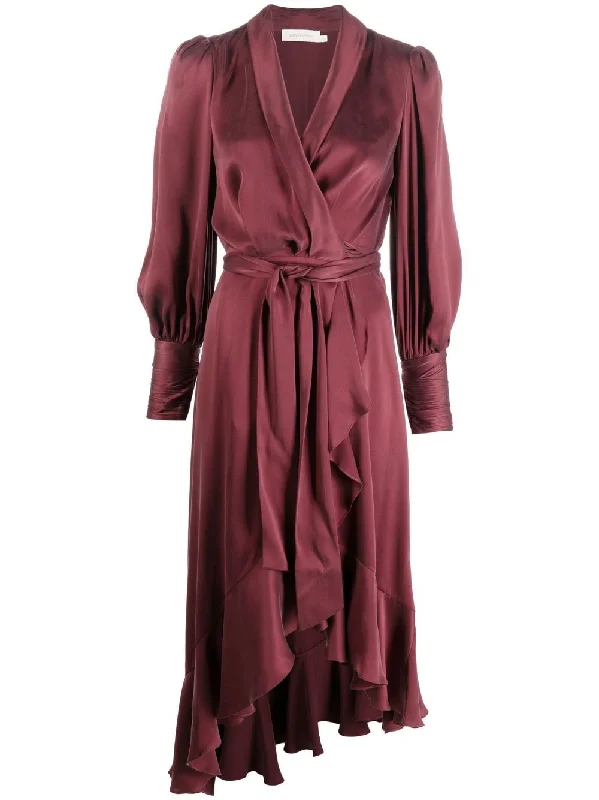 Silk midi wrap dress