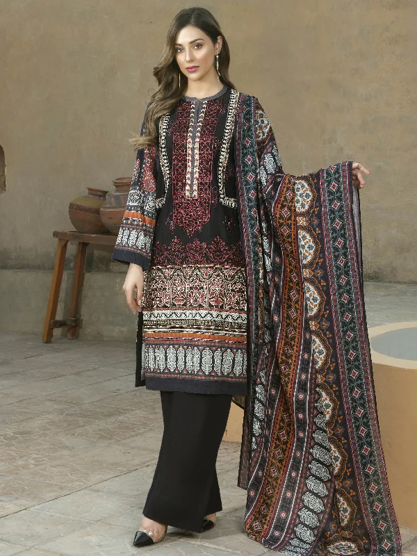 3-Piece Embroidered Slub Khaddar Suit