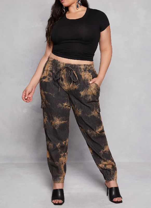 Plus Size Tie Dye Denim Joggers