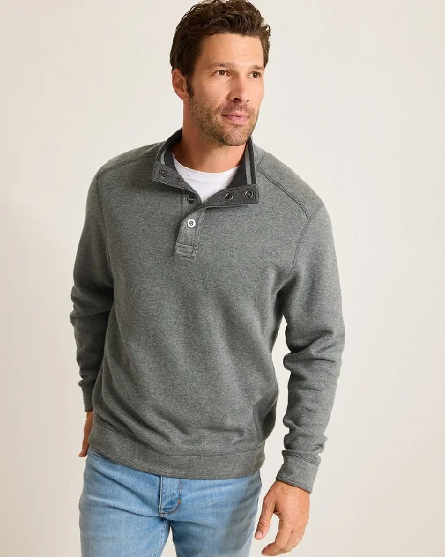 Tommy Bahama Men's New Flip Coast Snap Mock Pullover Sweater - Ash Grey Heather