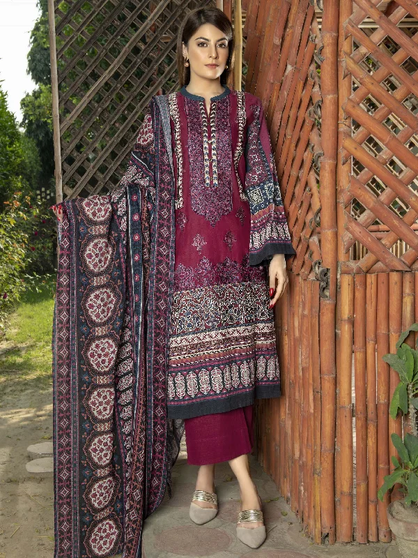 3-Piece Embroidered Slub Khaddar Suit